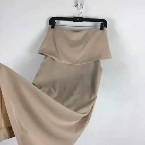 Lulus  Lots of Love Beige Strapless Ruffle Bodycon Pencil Midi Dress XS