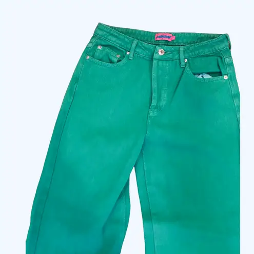 Edikted Green High Rise Waist Wide Leg Jeans Denim M 28