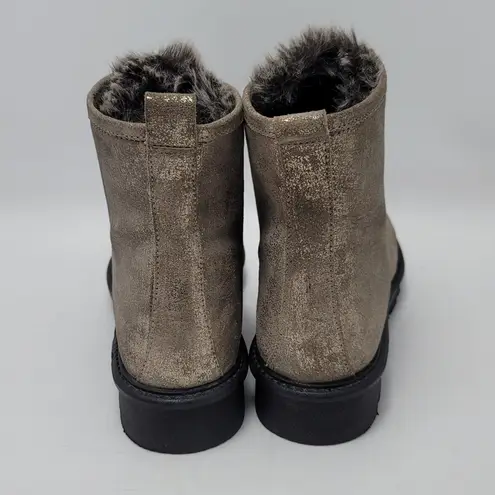 Seychelles Seychelle Gold Metallic Resource Faux Fur Suede Lace Up Combat Snow Boots Size 9