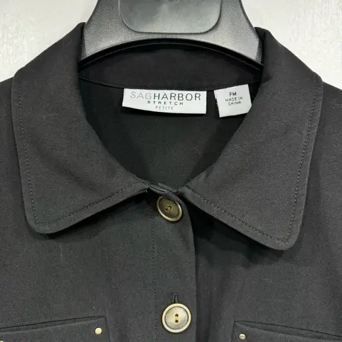 Sag Harbor Black Cinched Waist Button Front Blazer Size Petite Medium