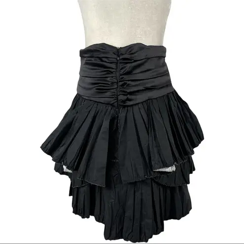 ZARA NWT  Black Frilled Mini Skirt With Ruffles Tiered Party Bloggers Fave Sz M