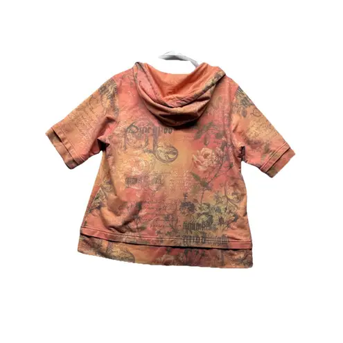 Green Tea Orange Hoodie Jacket Size XL Short Sleeve Full Zip Boho Hippie