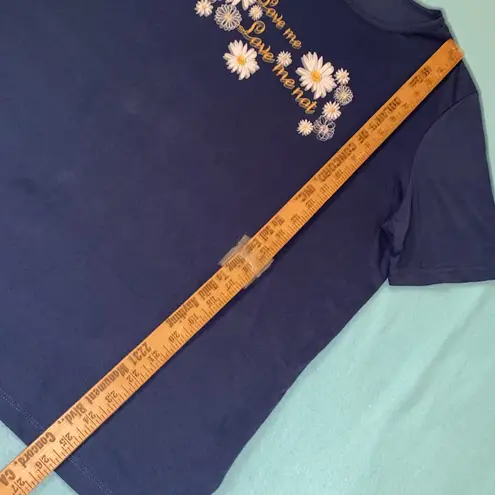 Blair daisy short sleeve crewneck blue white yellow soft tee T-shirt top size L