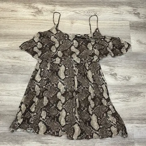 H&M Snakeskin Spaghetti Strap Above the Knee Dress with a Top Overlay Size Large