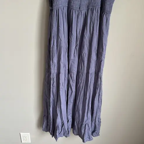 Baltic Born NEW Newcastle Blue Embroidered Puff Sleeve Smocked Midi Dress Large