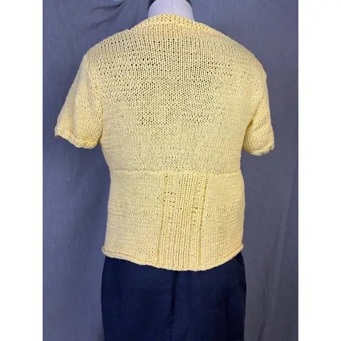 Handmade Yellow Knit Bolero Cardigan Asymmetrical Artsy Cottagecore Sweater Size M