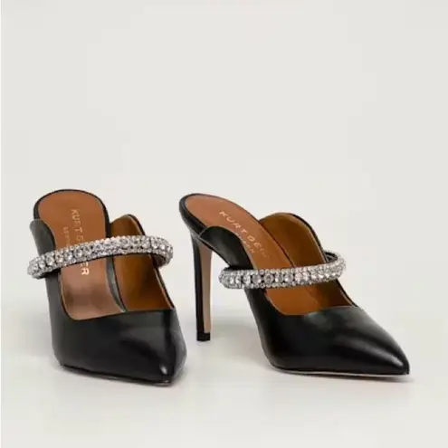 Kurt Geiger BLACK Duke Embellished High Heel Mules, Size EU 39 EXCELLENT!