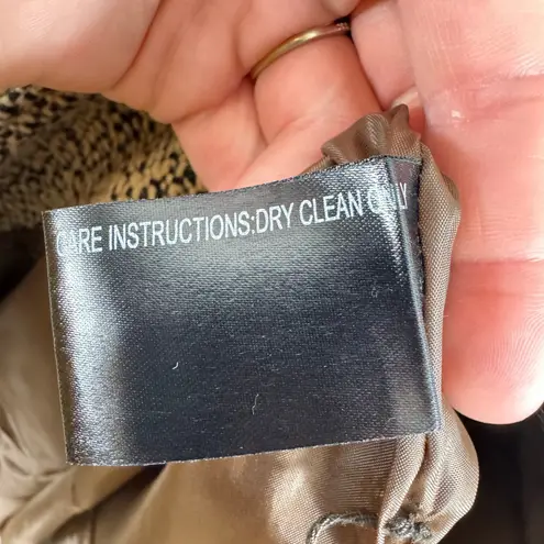 Giacca Wool Blend Tan Brown Long Length Collared Tweed Pea Coat Size M Size M