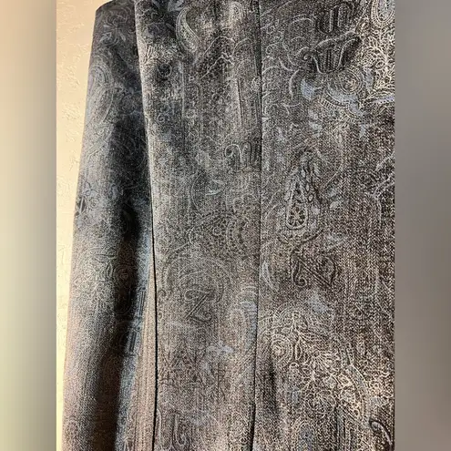 Skirt midi maxi Gray Patterned Brocade Women's Skirt blue grey fringe 12 lined