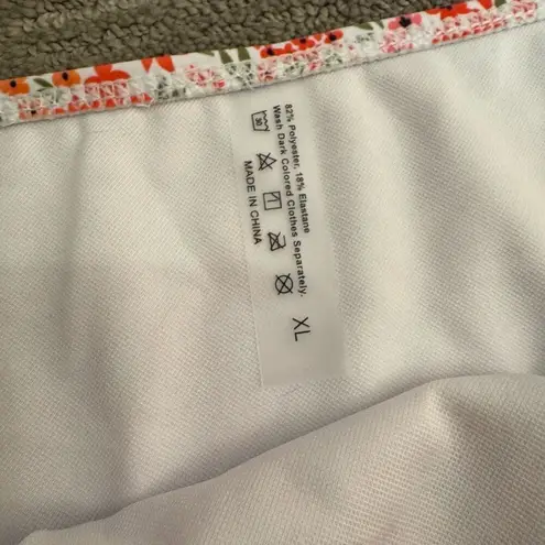 Orange Pink Red Floral Swimsuit Bikini Ruffle Bandeau Halter Top XL NWOT Pink