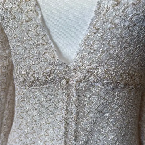 Becca Cream Mesh Swim Coverup with Kimono Sleeves