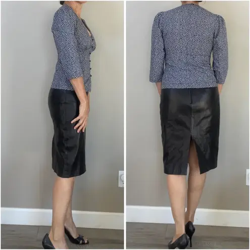 Rebecca Taylor La Vie “Nouvelle” navy polka dot button down blouse XS