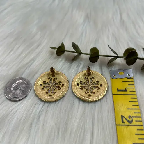 Vintage enamel filigree deep blue earrings Gold