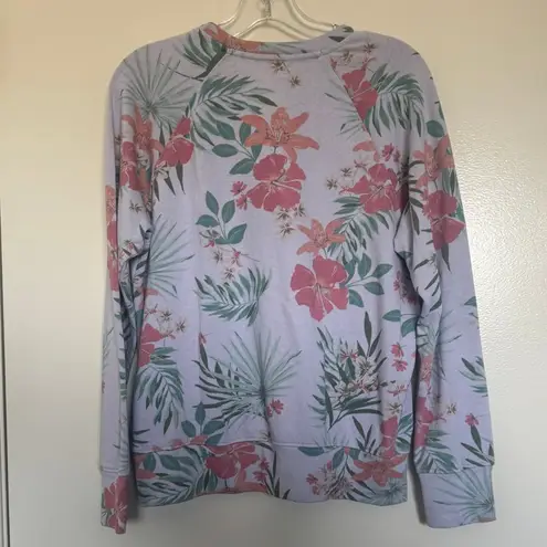 Sundry  Tropical Raglan Pullover Sweatshirt in Lilac Multi Size 1 (Small)