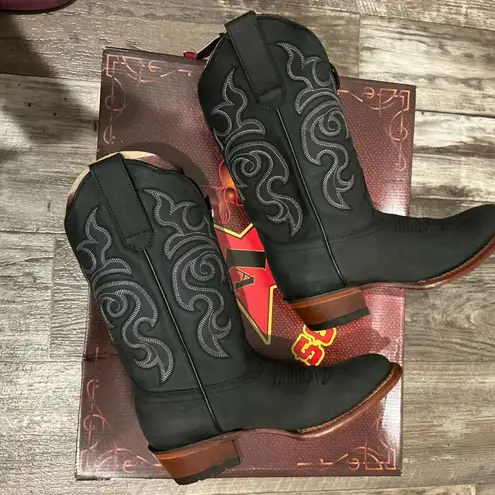 Los Altos Women’s Leather Black Cowboy Boots Size 6.5