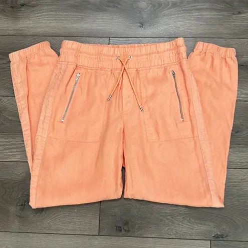 Athleta  26" Cabo Linen High Rise Tangerine Orange Jogger Pants Size 6