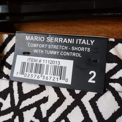 Mario Serrani Shorts Black White Print Bermuda New 2