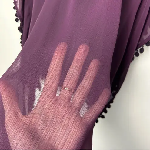 Bleu Rod Beattie Bleu by Rod Beattie Pom Pom Cover Up Kaftan Purple