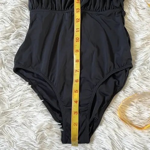 AGUA ONE PIECE SWIMSUIT BRAZILIAN HARMONY MAILLOT BLACK TIE AROUND WAIST MEDIUM
