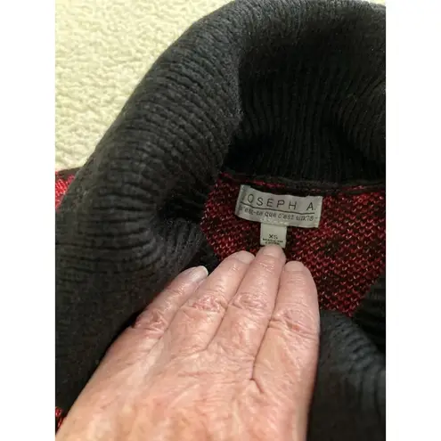 Joseph A . Plaid Knit Cowl Neck Oversized Sweater Long Sleeve Red Black Size XS