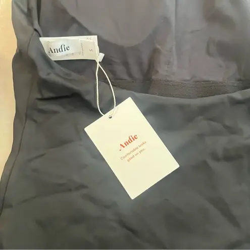 ANDIE NWT Swim Black Luzon One Piece Small Halter Open Back Dramatic Minimalist