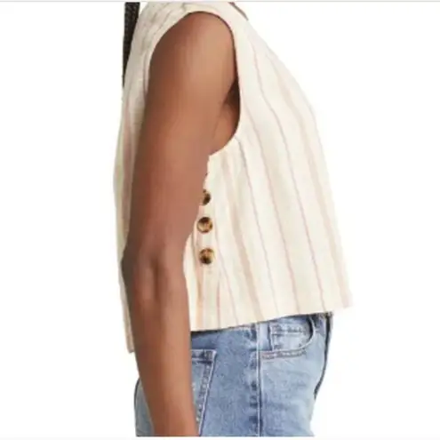 Treasure & Bond Striped Sleeveless Reversible Vest Top in Cream Size Small