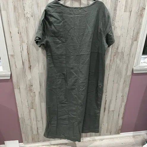 Erika Vintage Linen Lagenlook Shift Maxi Dress Embroidered Boho Garden Artsy XL