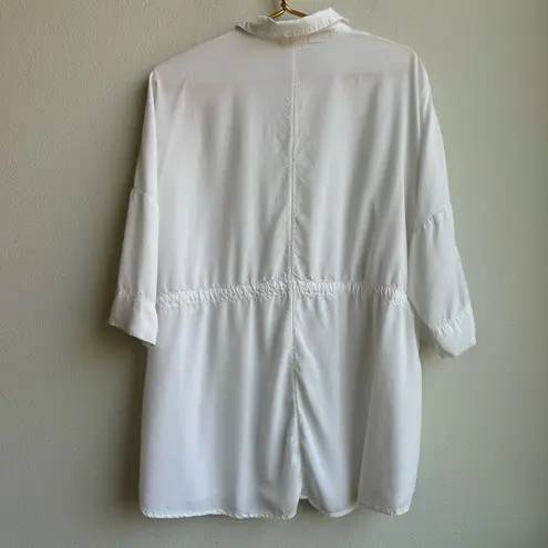 l*space L* Anthropologie Pacifica Button Down Cinch Waist Coverup Tunic White XS/S