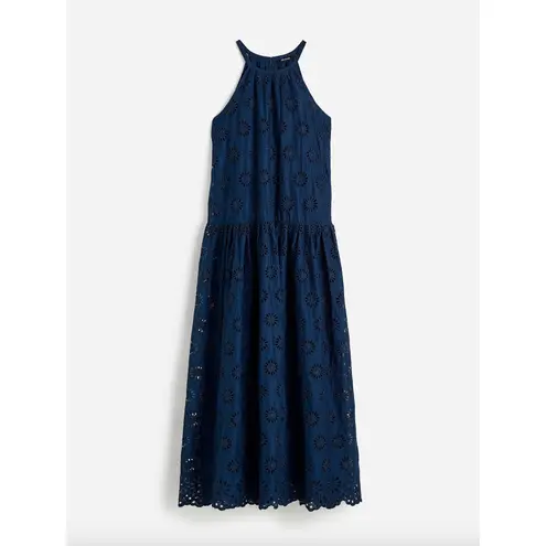 Madewell  Embroidered Drop Waist Maxi Dress Dark Indigo Navy Relaxed XS NWT