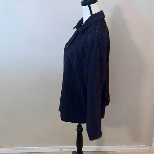 cj banks C.J. Banks Blazer Size X Shimmering Black Checkered with Purple Stripes