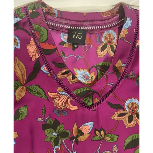 W5 ANTHROPOLOGIE Women's Floral Flowy Casual Sheer Top Blouse Large