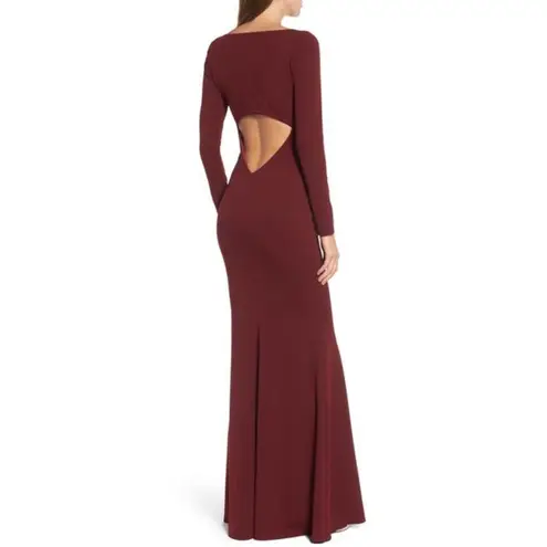 Katie May Back Cut Out Trumpet Gown Cleo Plunging Maxi Dress Size 16 NWT $450