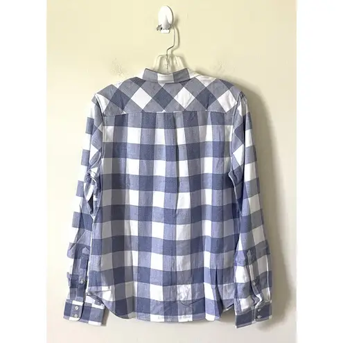 UNTUCKit Plaid Button Down Collared Blouse Shirt Navy Blue White Size 10 NEW