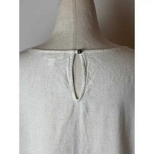 J Jill Shirt Women 4X Ivory Botanical Gardens Embroidered Linen Blend Top Boho Tan