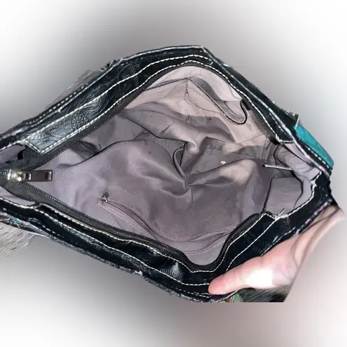 Tooled Leather Laser Cut Purse Feather Country Western Handbag Shoulder Bag