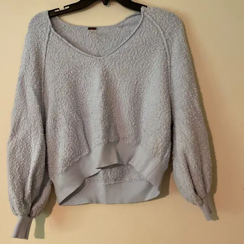 Free People  boucle found my friend sweatshirt top shirt nubby cotton cropped Os