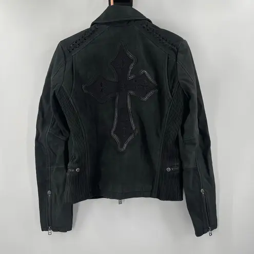 Affliction Leather Jacket Women's Small NWT #99 Livestock Biker MMA Cross Zipper