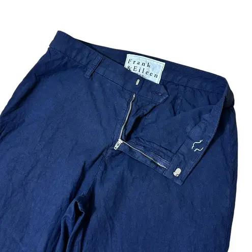 Frank & Eileen Kinsale Performance Flax Cotton Twill Chino Pants Navy Raw Hem 8