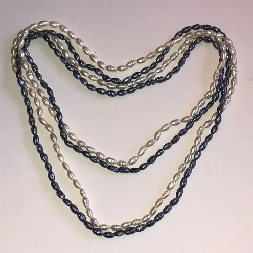 Elegant Dark Gray and White Faux Pearl Beaded Necklaces