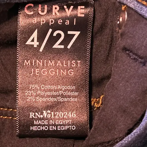 Curve Appeal Minimalist Jegging Dark Wash Stretch Denim Jeans Women Size 4 27 Blue