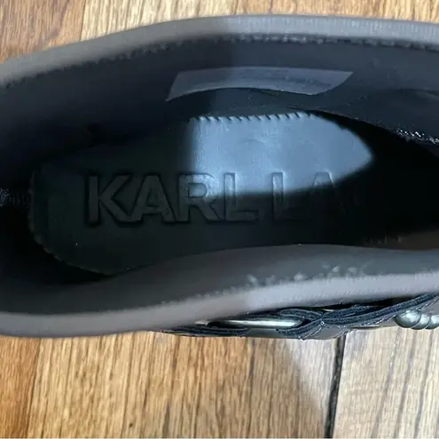 Karl Lagerfeld Rylie Boots Harness Crystal Embellished Grey Women’s Size 8