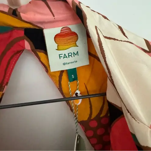 Farm Rio NWT Colorful Sunflowers Cut Out Back Collared Midi Dress S