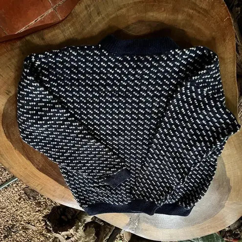 Vintage LL Bean Blue White Birdseye Norwegian Wool Blend Sweater sz Ladies Large