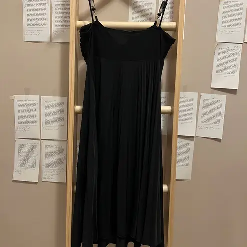 Y2K Black Dress Made In The USA with Bra Paddings and Straps with Large Beads Size M