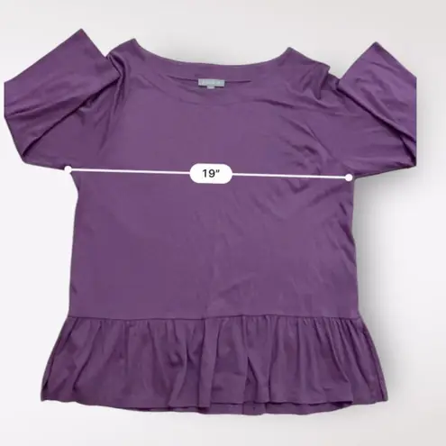 Lilla P Round Neck Peplum Blouse Womens Size Medium Purple Casual