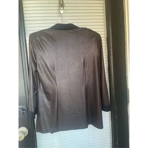 Misook NWT Dark Brown Open Front Snake Print Cardigan S