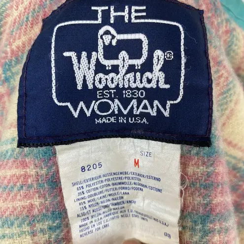 Woolrich Vintage 80's Blue Plaid Lined Winter Parka Field Jacket Hooded Medium
