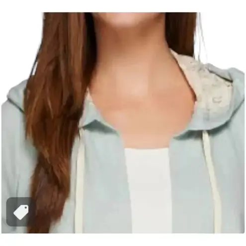 LOGO By Lori Goldstein LOGO Lounge French Terry Cardigan Waffle Knit Crochet Hoodie Women Size Medium