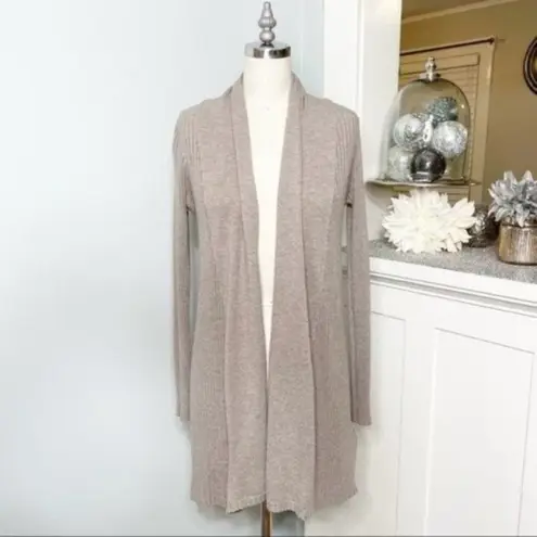 Dreamers Open Front Ribbed Cardigan Long Mocha Small Medium
