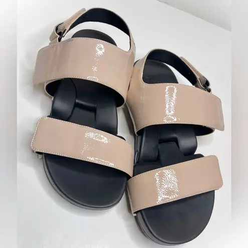 Figs by Figueroa Figulous Crinkled Patent Leather Flex Sandal in Rose Gold Pink Size 9.5